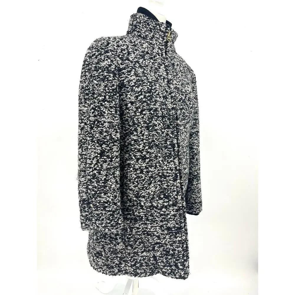J Crew‎ Coat Italian Wool Lodge Tweed Zip Up in Boucle Speckled Black White 6P - Picture 7 of 12